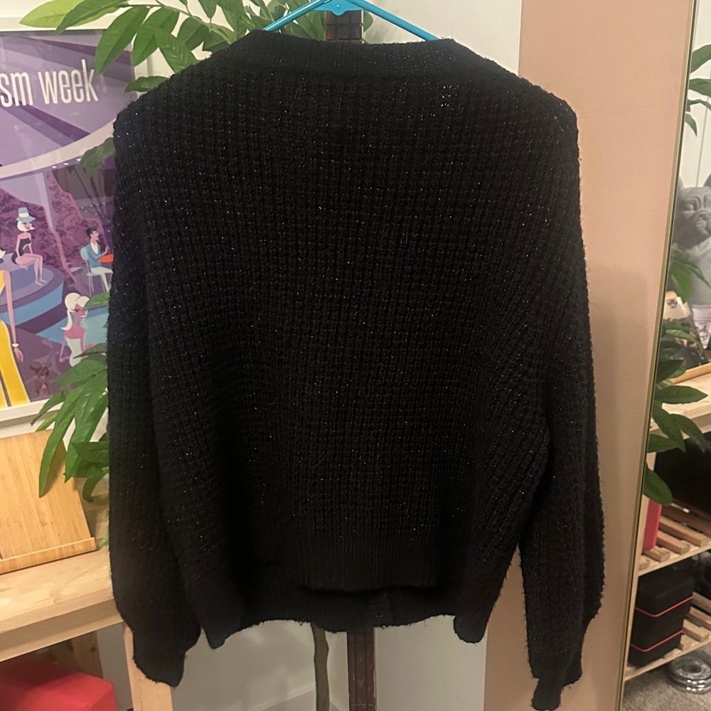 Joe's Jeans Black V‑Neck Knit Cardigan with Buttons - Picture 4 of 4